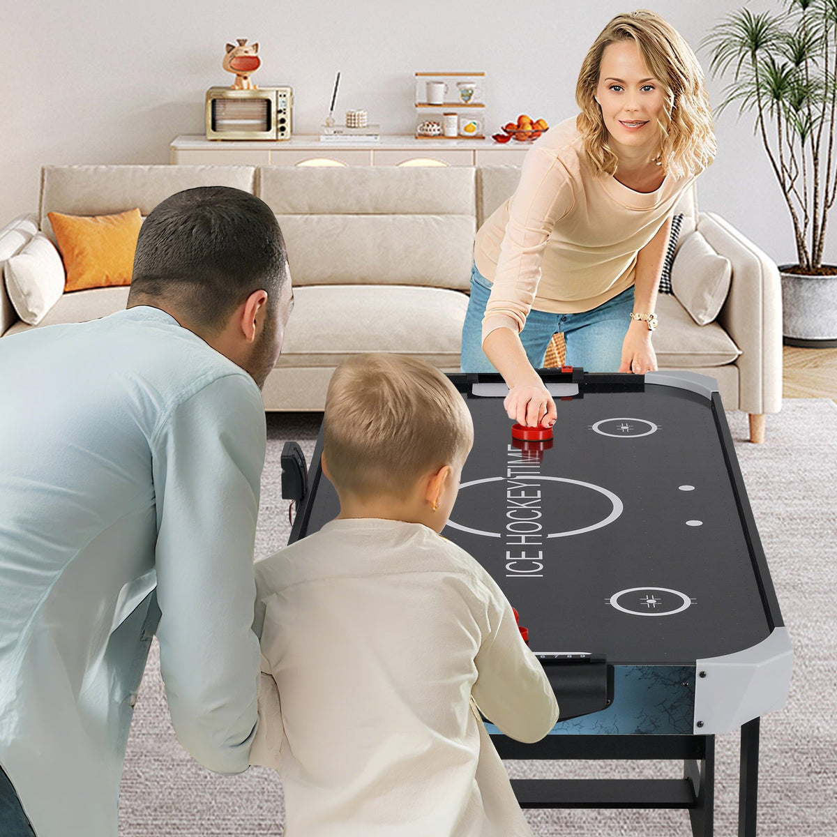 DirectDeals 56 Inch Black Air Hockey Table with 12V motor and LED scoreboard on Tampa Home & Garden Store