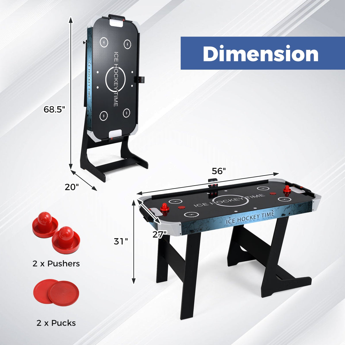 56 Inch DirectDeals black air hockey table with 12V motor includes 2 pushers and 2 pucks on Tampa Home & Garden Store