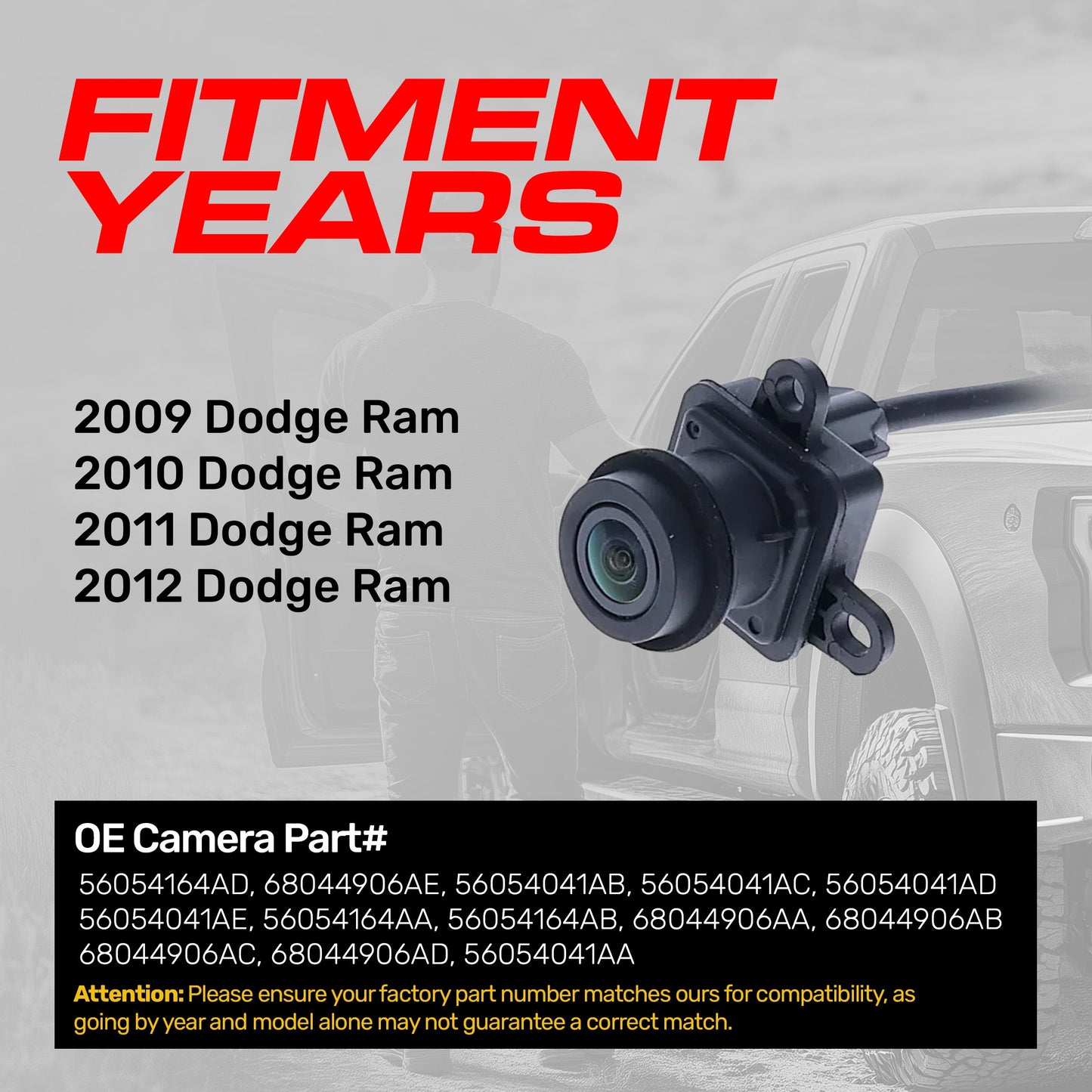 Dodge Ram 2009-2012 OEM backup camera Master Tailgaters 56054041AD/AE, 68044906AD/AE on Tampa Home & Garden Store
