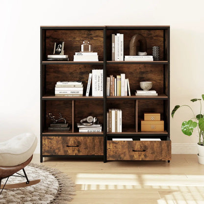 Tall Freestanding Bookcase with Drawer 5 Tier
