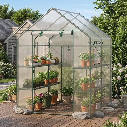 DirectDeals Walk-In Greenhouse 56x56x77 in with observation windows, green frame on Tampa Home & Garden Store