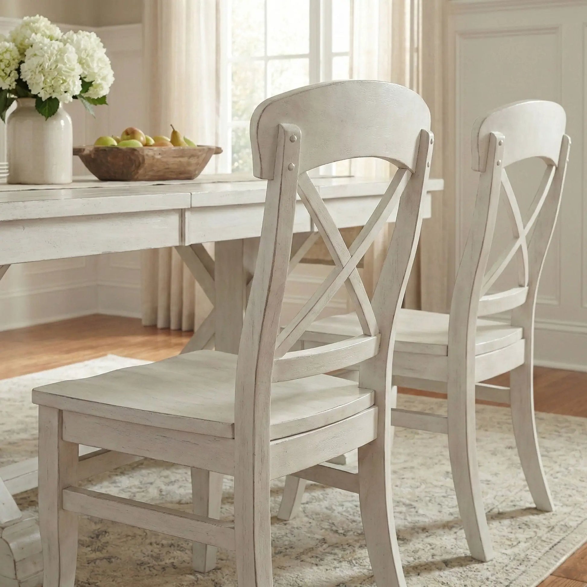Harola cross-back dining chairs set of 2 smoky white finish for dining room on Tampa Home & Garden Store