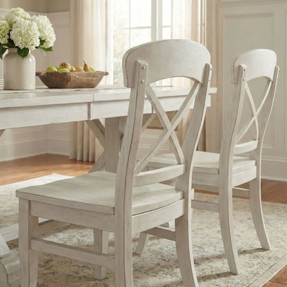 Harola cross-back dining chairs set of 2 smoky white finish for dining room on Tampa Home & Garden Store