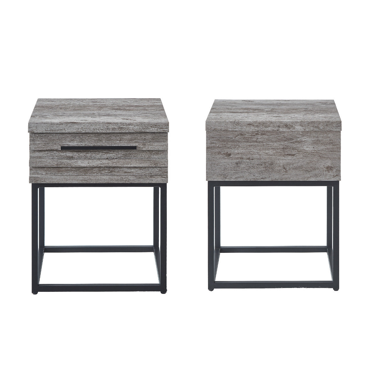 Astral gray nightstands with wood finish and black metal legs, 2-pack HouseOfZazla on Tampa Home & Garden Store