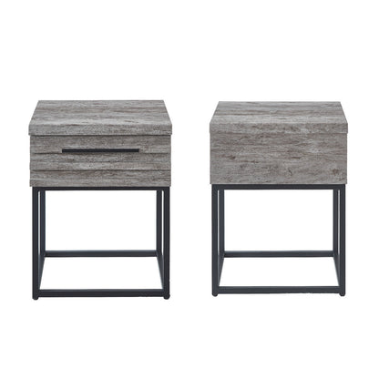 Astral gray nightstands with wood finish and black metal legs, 2-pack HouseOfZazla on Tampa Home & Garden Store
