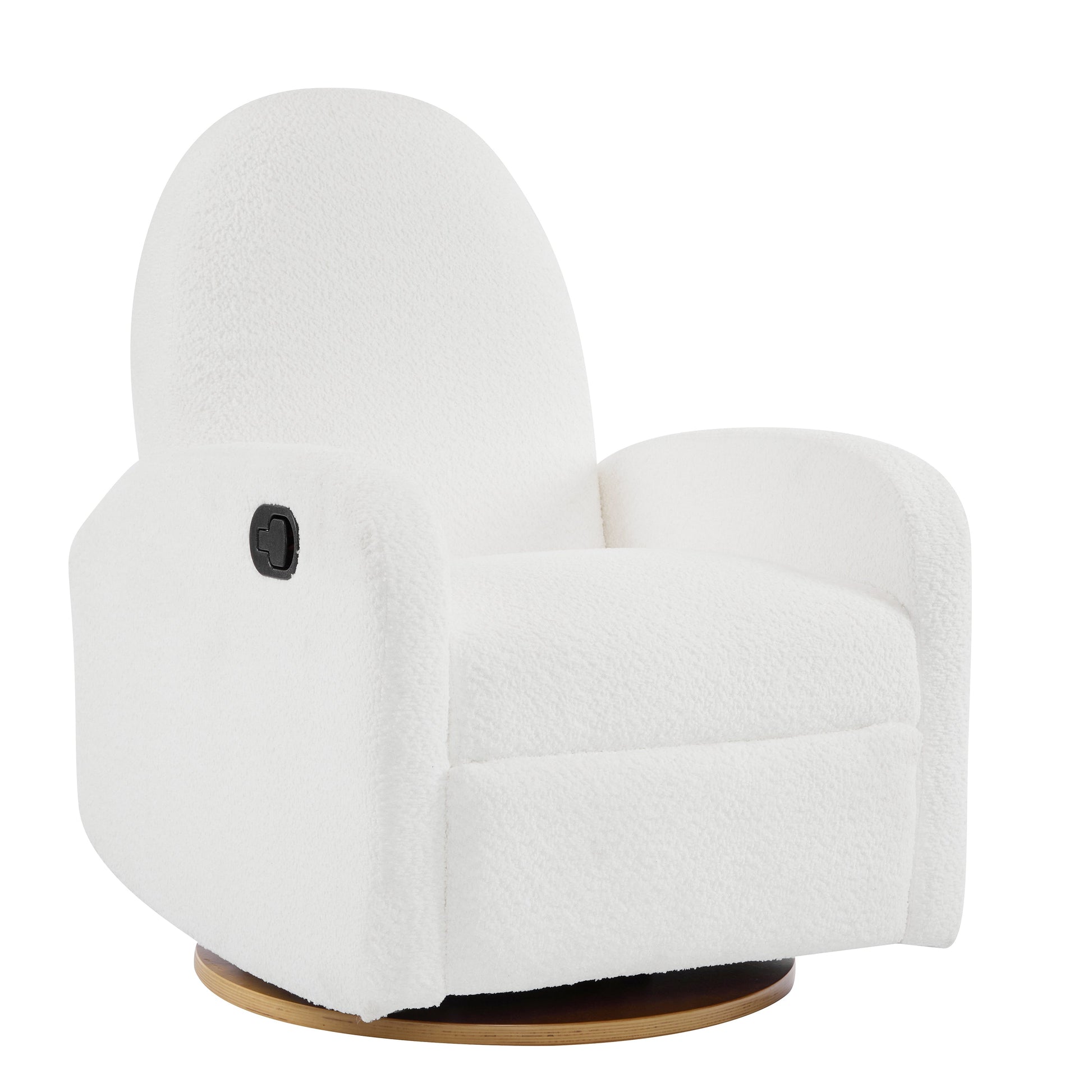360 Swivel and Glider Recliner Chair Beige by HouseOfZazla, textured fabric with round wood base on Tampa Home & Garden Store