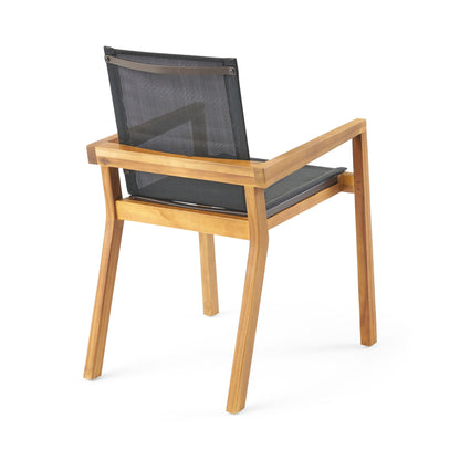 Belfast Dining Chair Set with Mesh Seating – Acacia Wood Frame, Outdoor (Set of 2) on Tampa Home & Garden Store