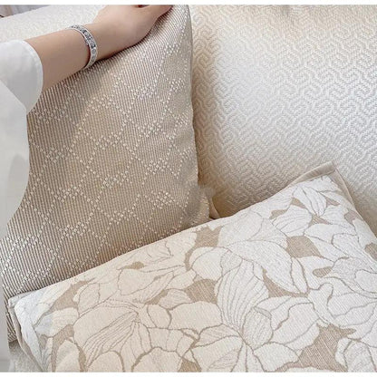 French Magnolia Sofa Pillow Case, two covers with lattice texture and floral pattern on Tampa Home & Garden Store