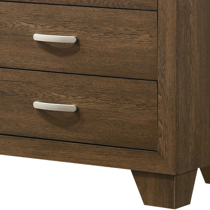 Miquell Oak six-drawer dresser in oak finish with white handles HouseOfZazla on Tampa Home & Garden Store