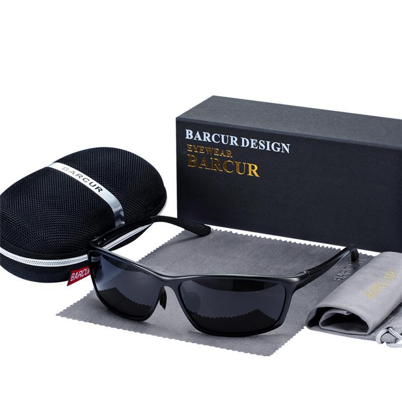 Barcur square oversized polarized sunglasses in black with UV400 protection; includes case on Tampa Home & Garden Store