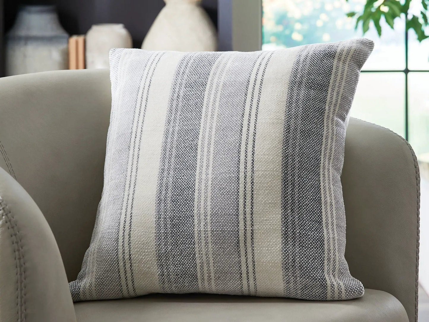 Adikus throw pillow, striped gray and white woven fabric, by Unique Piece Furniture on Tampa Home & Garden Store
