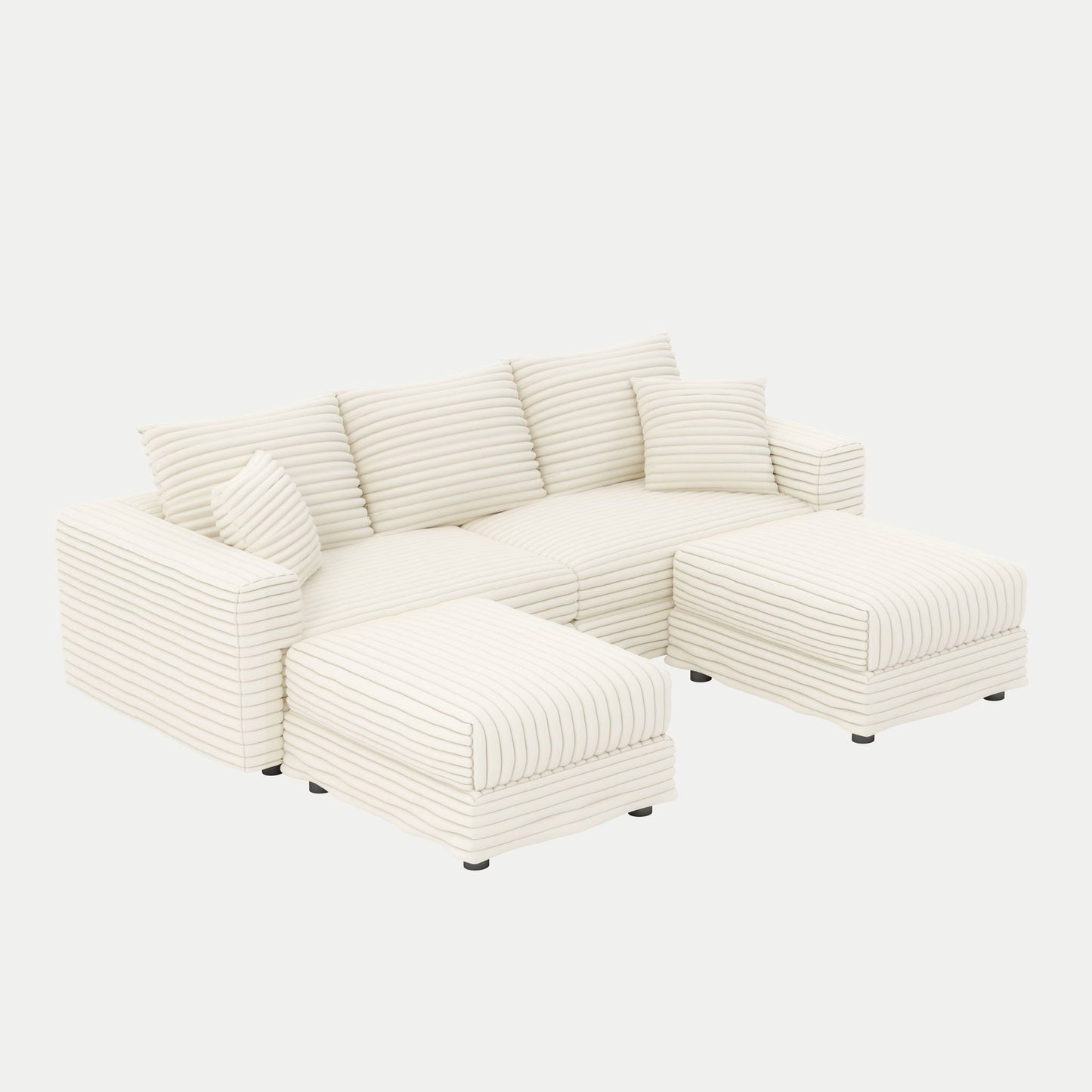 Deep Seat Sofa Bed With Ottoman and Soft Pillows