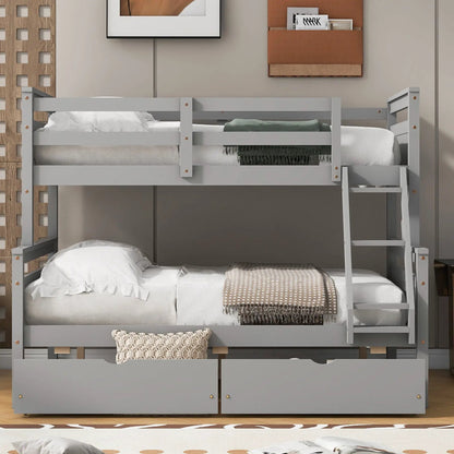 Bunk bed with ladder and safety guardrail in gray by Unique Piece Furniture on Tampa Home & Garden Store