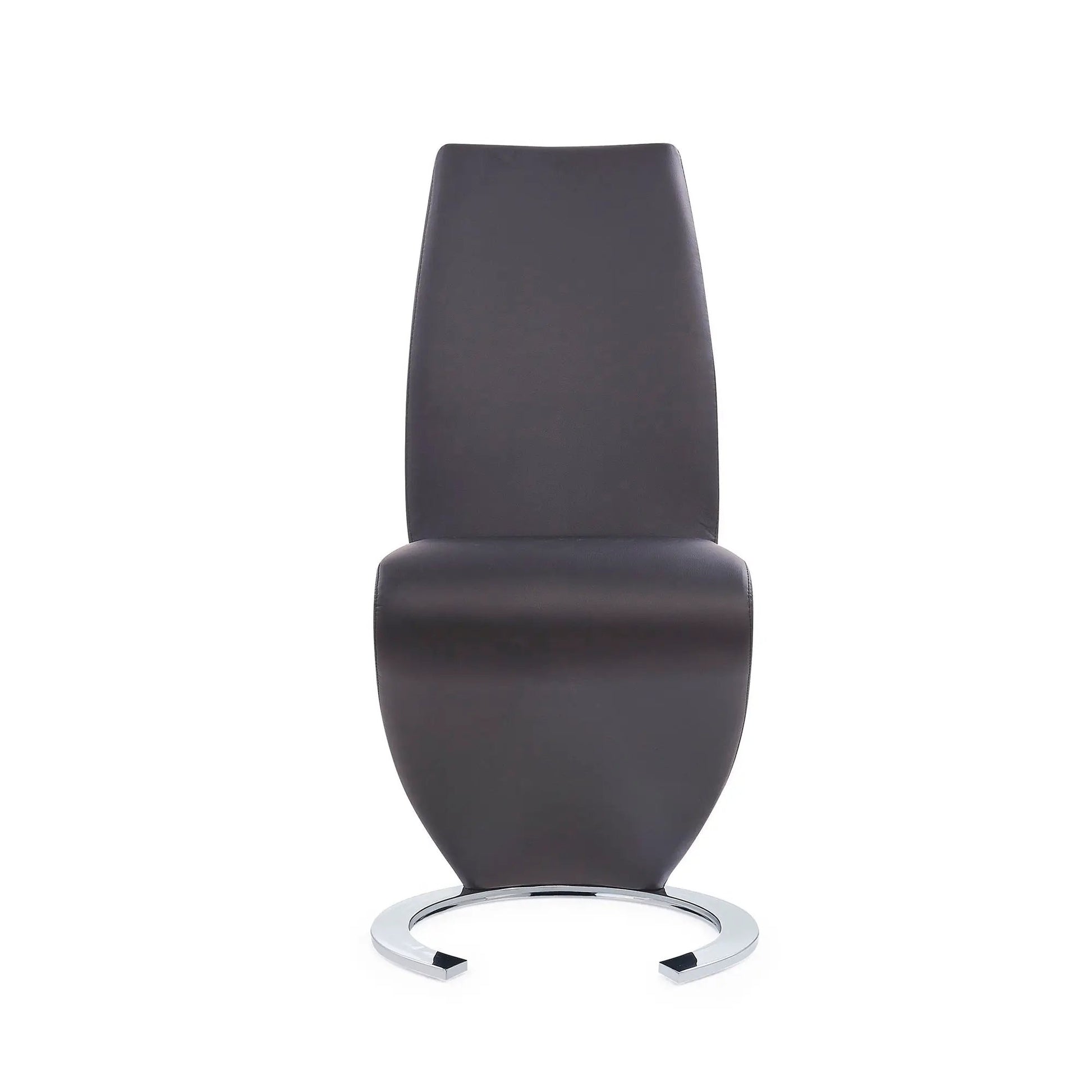 Marcus Horseshoe Dining Chairs set of 2, dark brown leather with chrome base on Tampa Home & Garden Store