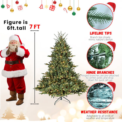 5FT Full-Bodied Pre-Lit Evergreen Christmas Tree by HouseOfZazla with LED lights and Santa figure on Tampa Home & Garden Store