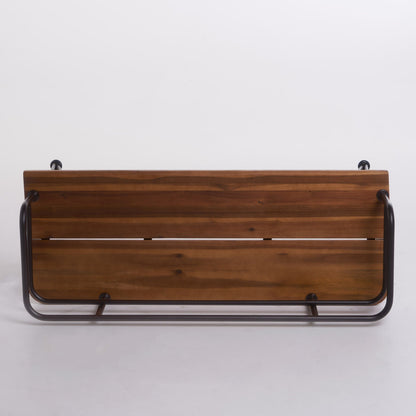 Classic Outdoor Bench with Iron and Teak Frame
