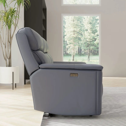 Oslo dual power reclining sofa in gray leather with built-in side controls by Unique Piece Furniture on Tampa Home & Garden Store