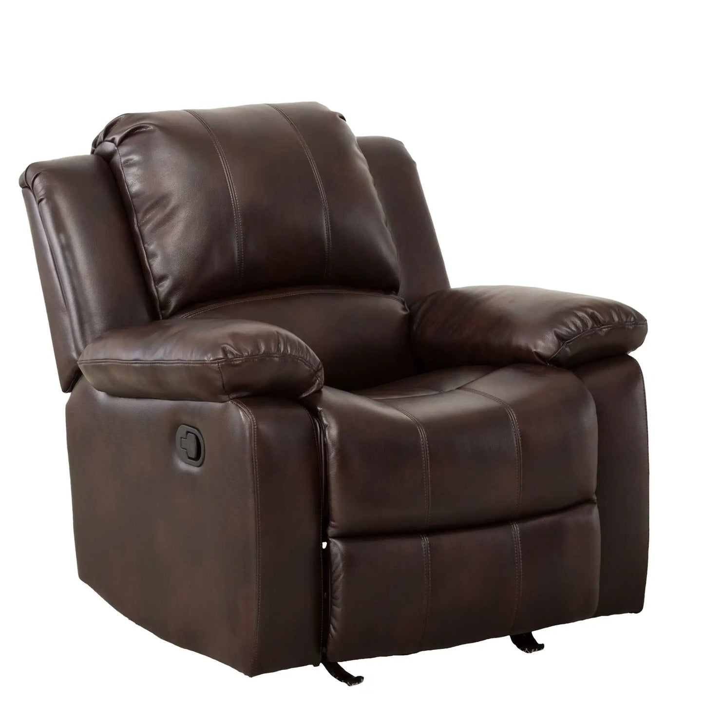 Charlotte Glider Recliner in dark brown leather with side lever Unique Piece on Tampa Home & Garden Store