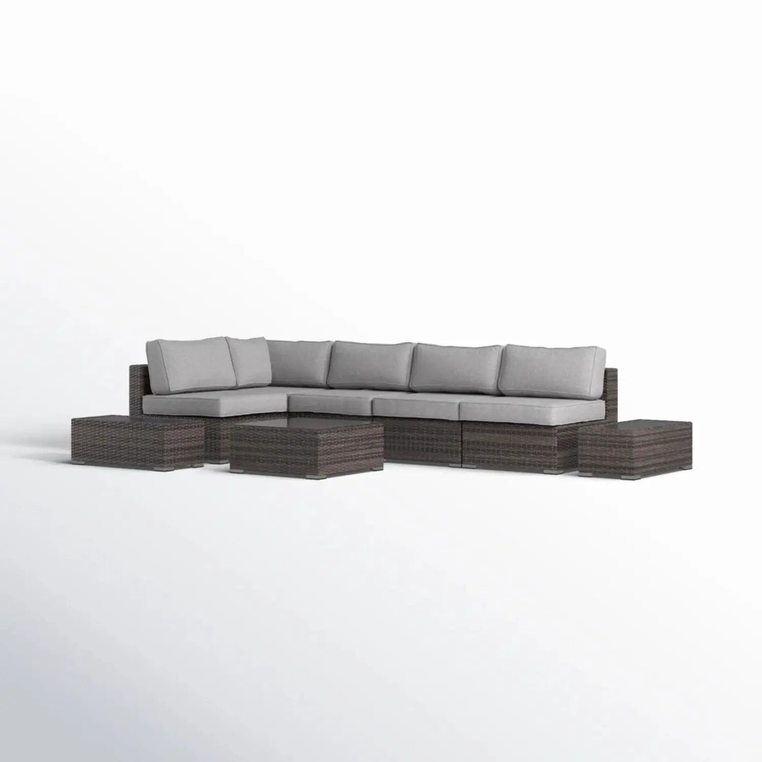 Wicker 4-piece outdoor sectional with gray cushions by Unique Piece Furniture on Tampa Home & Garden Store