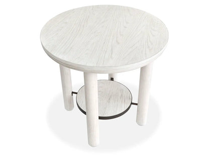 Sunset Cove round end table in whitewashed wood with lower shelf by Unique Piece Furniture on Tampa Home & Garden Store
