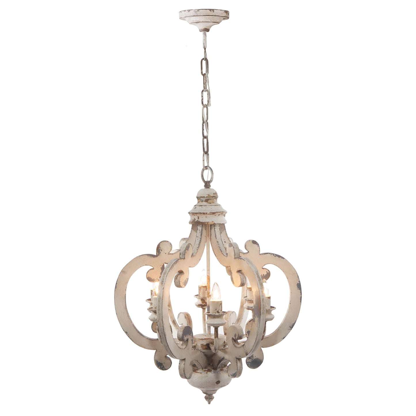 Farmhouse Chandelier With 6 Light Wood Pendant