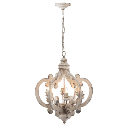 Farmhouse Chandelier With 6 Light Wood Pendant