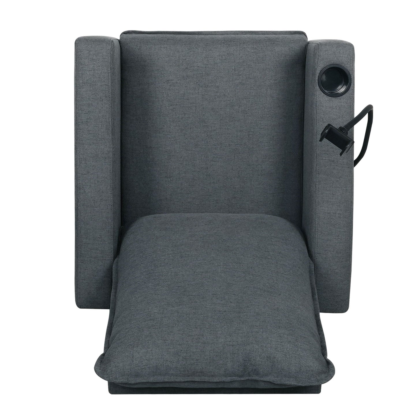 HouseOfZazla gray recliner chair with cup holder and phone holder, fabric push-back reclining on Tampa Home & Garden Store