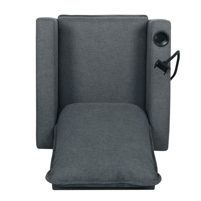 HouseOfZazla gray recliner chair with cup holder and phone holder, fabric push-back reclining on Tampa Home & Garden Store