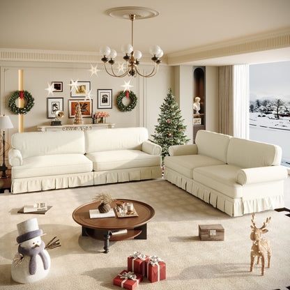 Comfortable Cloud Sofa with rolled arms and skirt, cream sectional by HouseOfZazla on Tampa Home & Garden Store