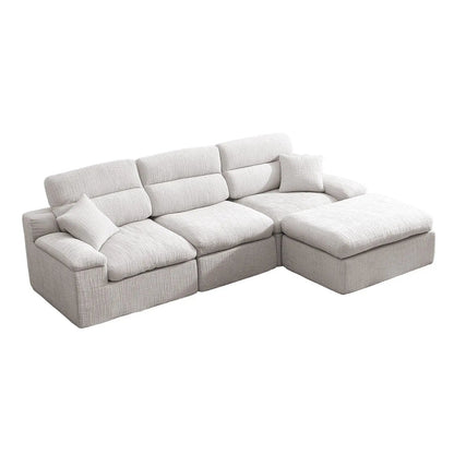 Corner Chaise Sofa With High Backrest, 2-Piece Living Room Set in light beige fabric on Tampa Home & Garden Store