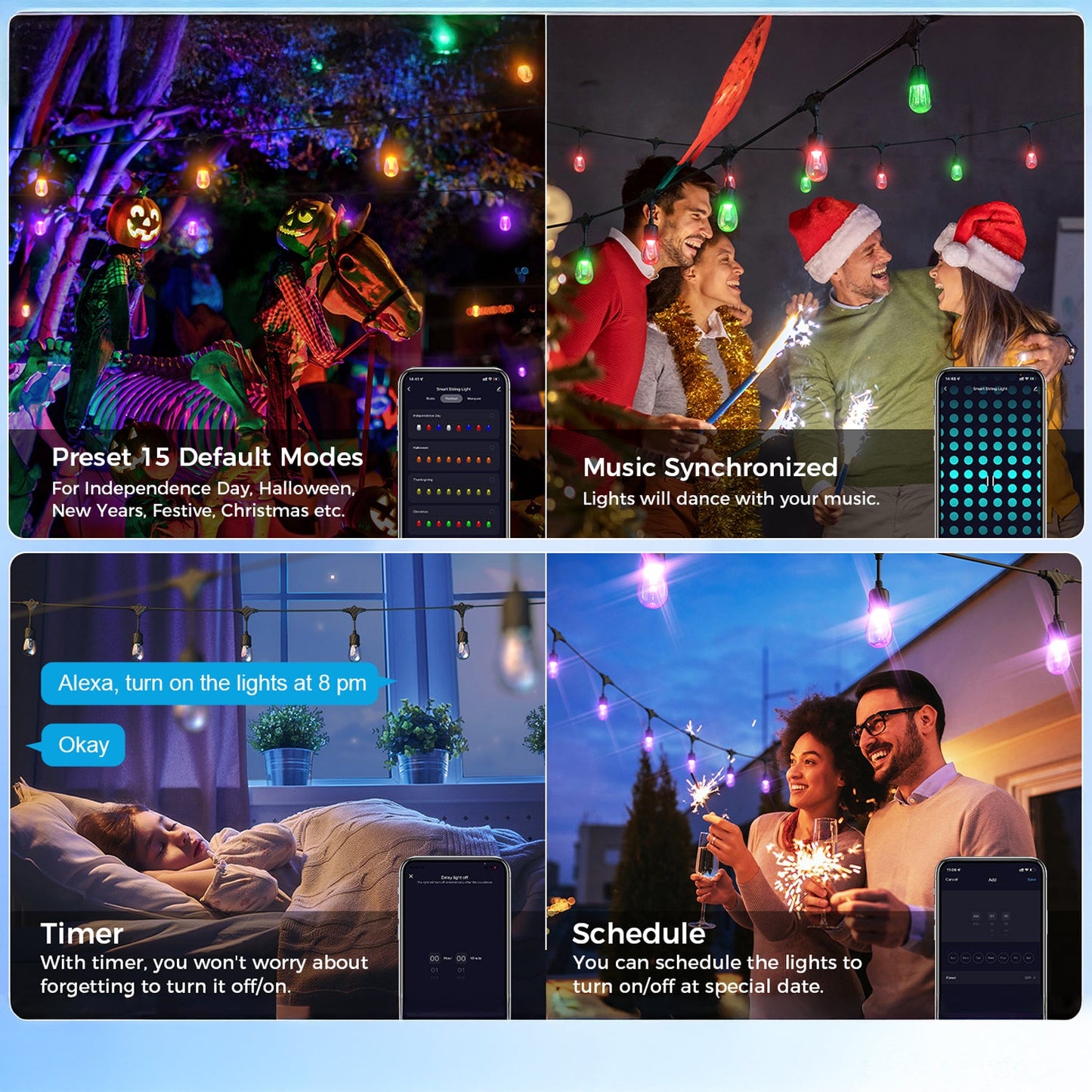 Color Changing Edison Lights LED Color Changing Edison String Lights