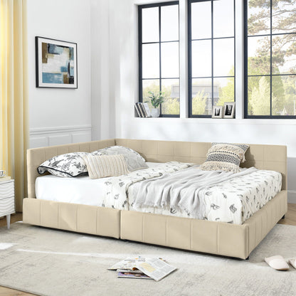 Mid Century Storage Upholstered Tufted Bed Frame