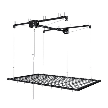 Overhead Garage Storage Rack with Crank System black steel by HouseOfZazla pull-down organizer on Tampa Home & Garden Store
