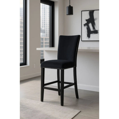 Mikha Bar Stools Set of Two in Black Velvet