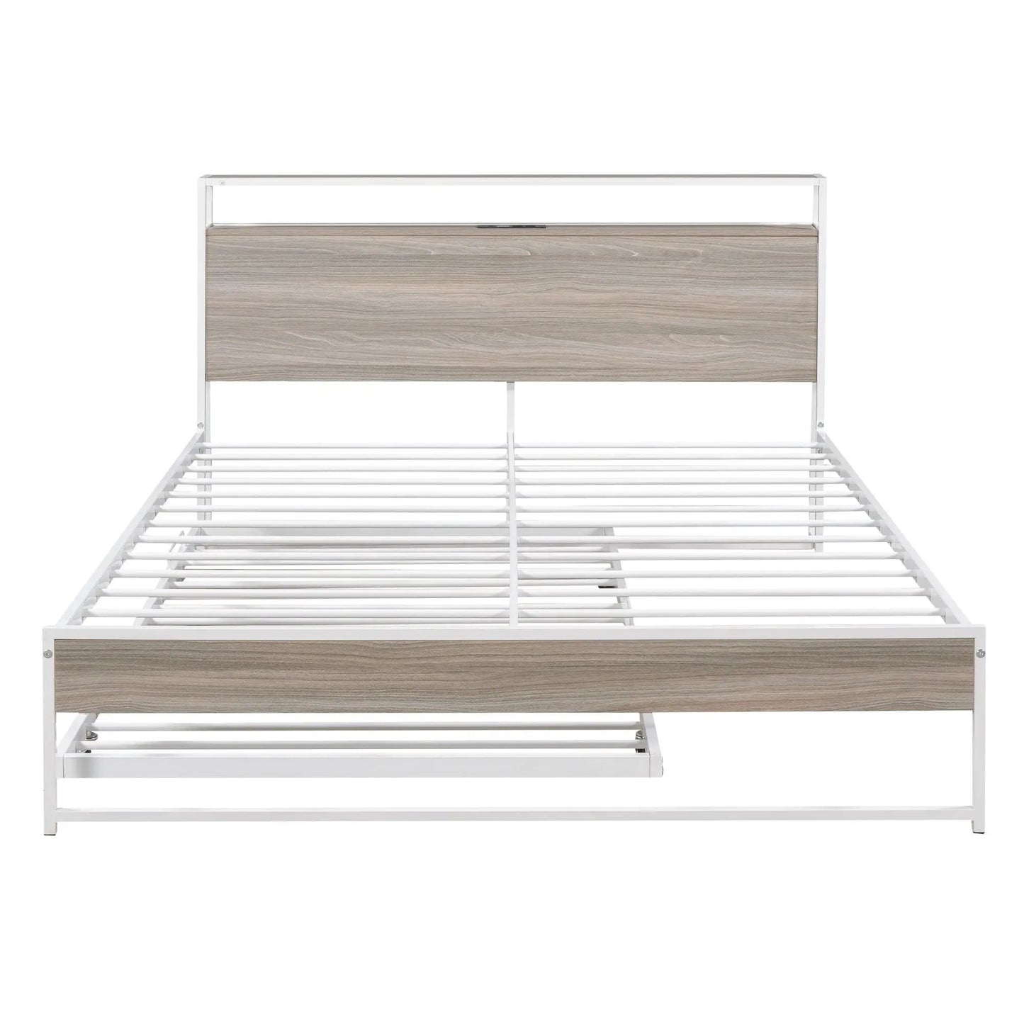 Platform Bed Frame With Trundle and USB Ports