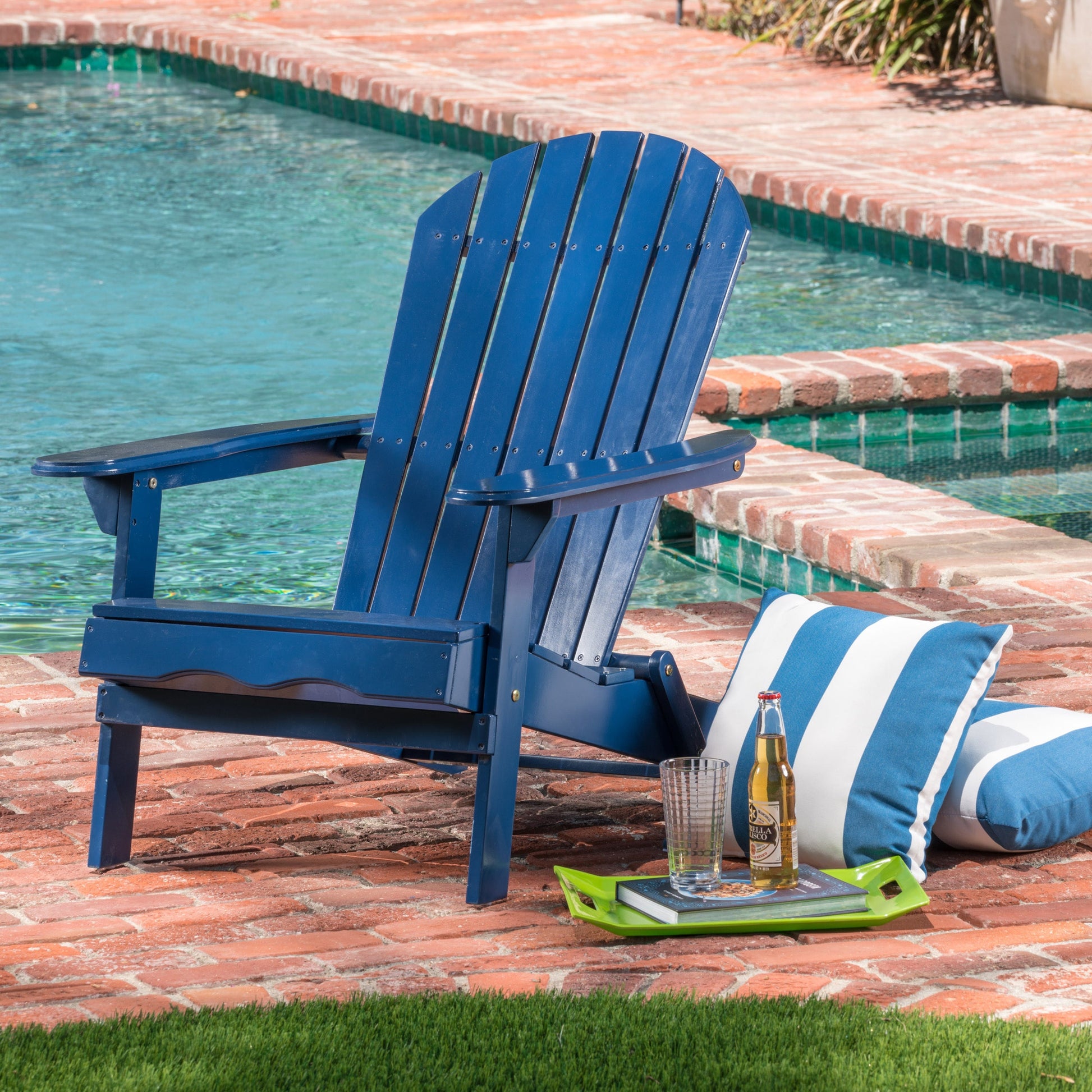 Malibu Adirondack Chair, blue wooden outdoor folding chair by HouseOfZazla on Tampa Home & Garden Store