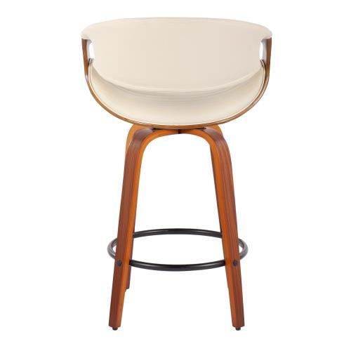 Counter stool swivel beige tufted upholstery with wood legs by HouseOfZazla on Tampa Home & Garden Store