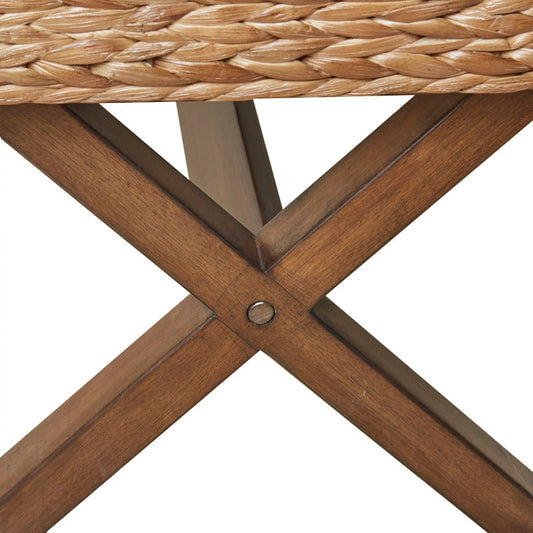 Bench With Water Hyacinth Seat Brown, woven seat on a wood frame Unique Piece Furniture on Tampa Home & Garden Store