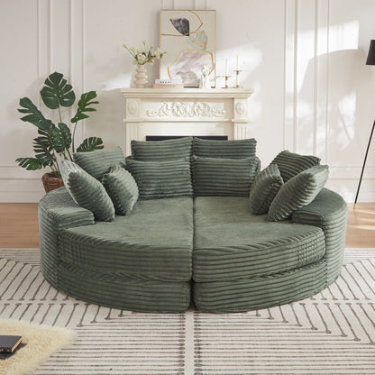 Round Oversized Sofa Bed with Throw Pillows