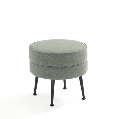 Bailey Accent Ottoman round grey textured fabric with black tapered legs HouseOfZazla on Tampa Home & Garden Store