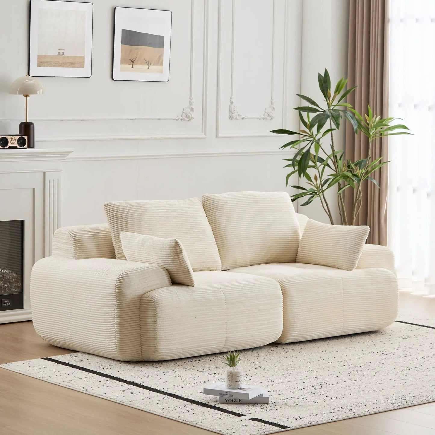 2 Seater Large Sectional Sofa cream fabric by Unique Piece Furniture on Tampa Home & Garden Store