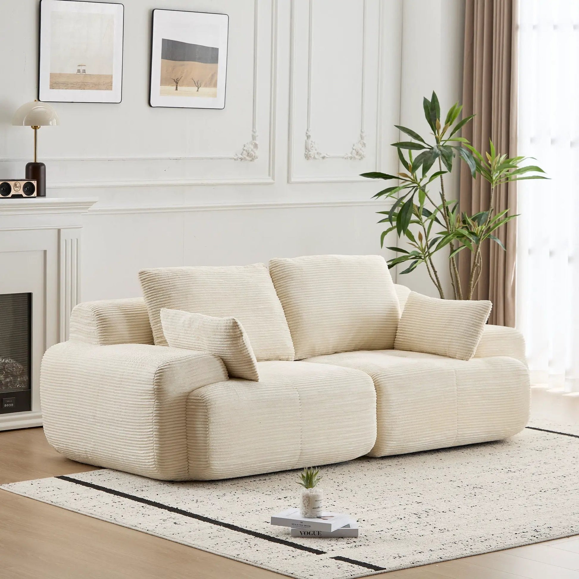 2 Seater Large Sectional Sofa cream fabric by Unique Piece Furniture on Tampa Home & Garden Store
