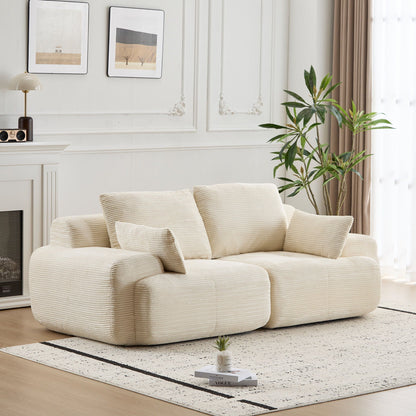 2 Seater Large Sectional Couch with Memory Foam Padding - Beige fabric upholstery sofa on Tampa Home & Garden Store
