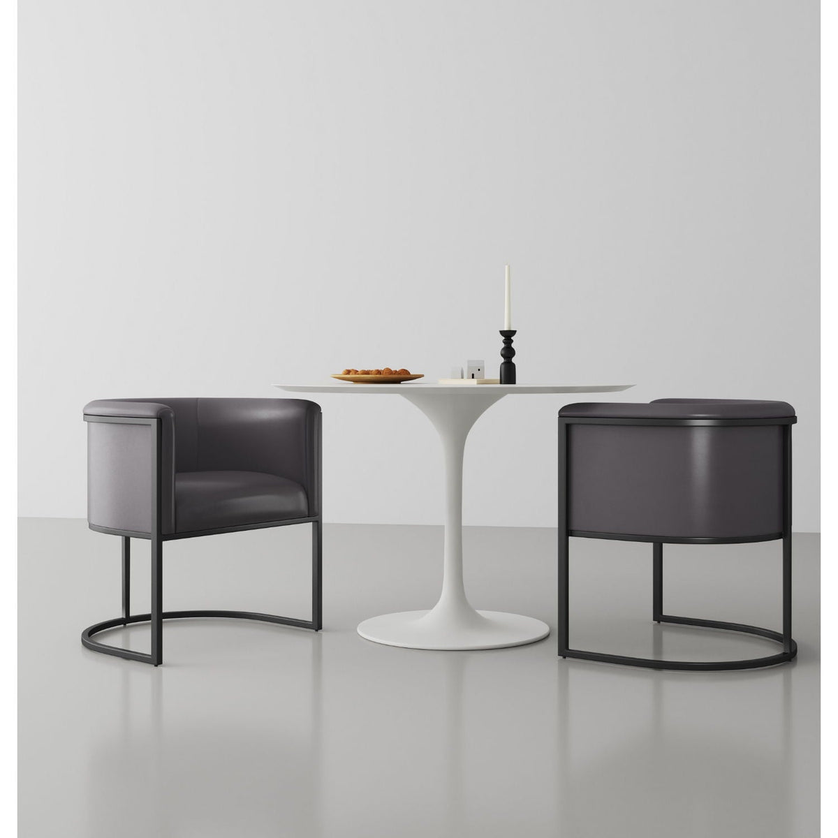 Cosmopolitan Dining Chair with black metal frame and dark gray upholstery by HouseOfZazla on Tampa Home & Garden Store