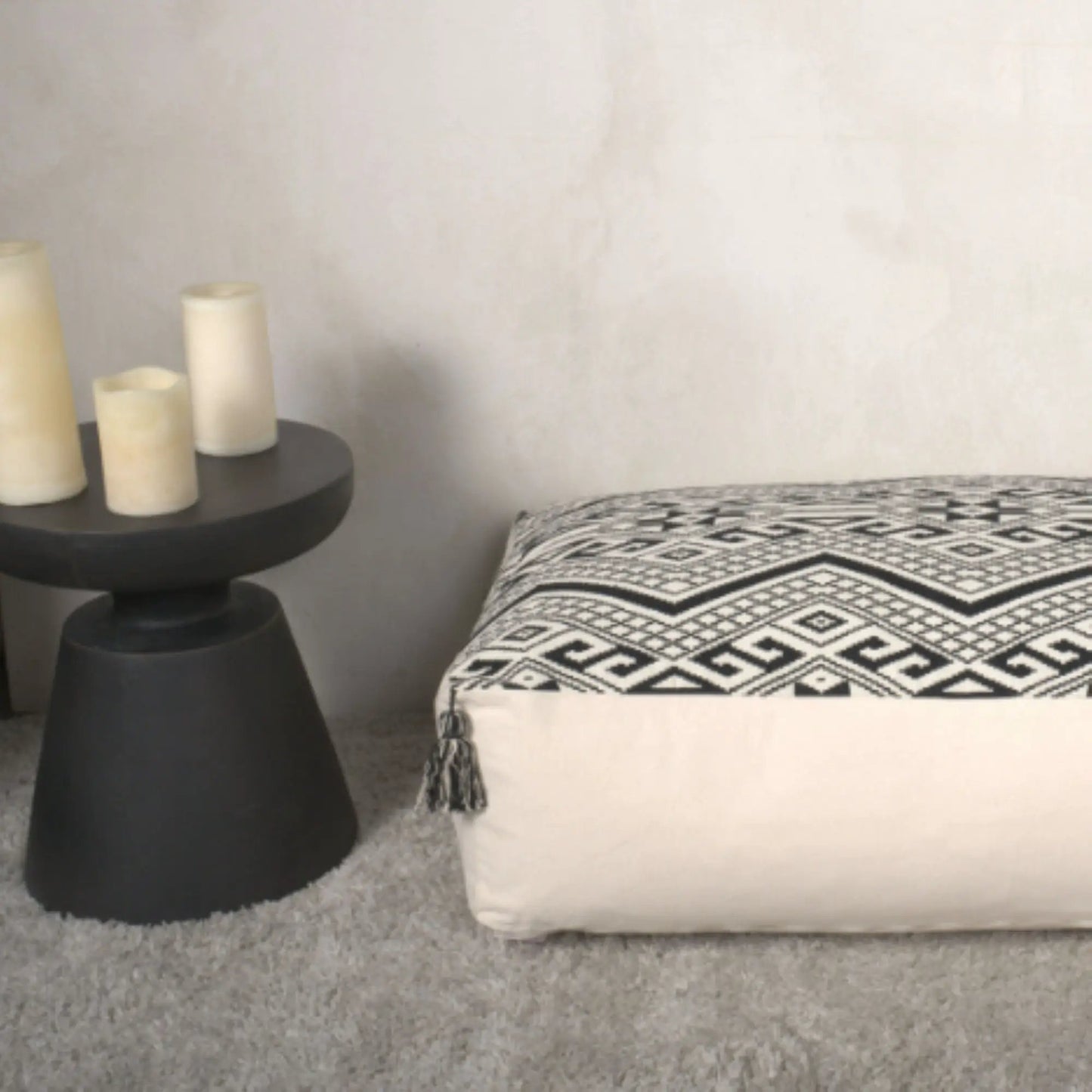 Kiki rectangular pouf ottoman floor cushion Natural Black by Unique Piece Furniture on Tampa Home & Garden Store