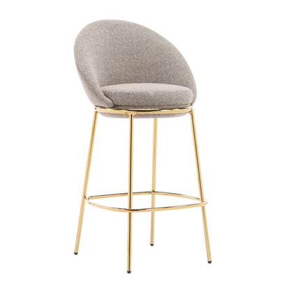 Celano Upholstered Bar Stool Set of 2, beige boucle fabric with gold metal legs on Tampa Home & Garden Store