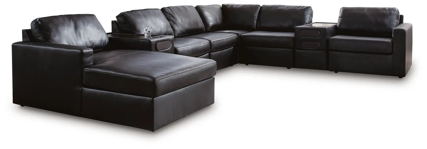 ModMax II sectional sofa by Unique Piece Furniture in black leather with left chaise on Tampa Home & Garden Store