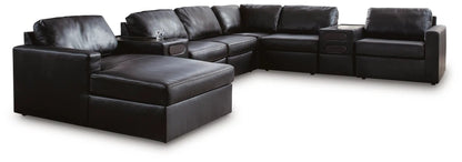 ModMax II sectional sofa by Unique Piece Furniture in black leather with left chaise on Tampa Home & Garden Store