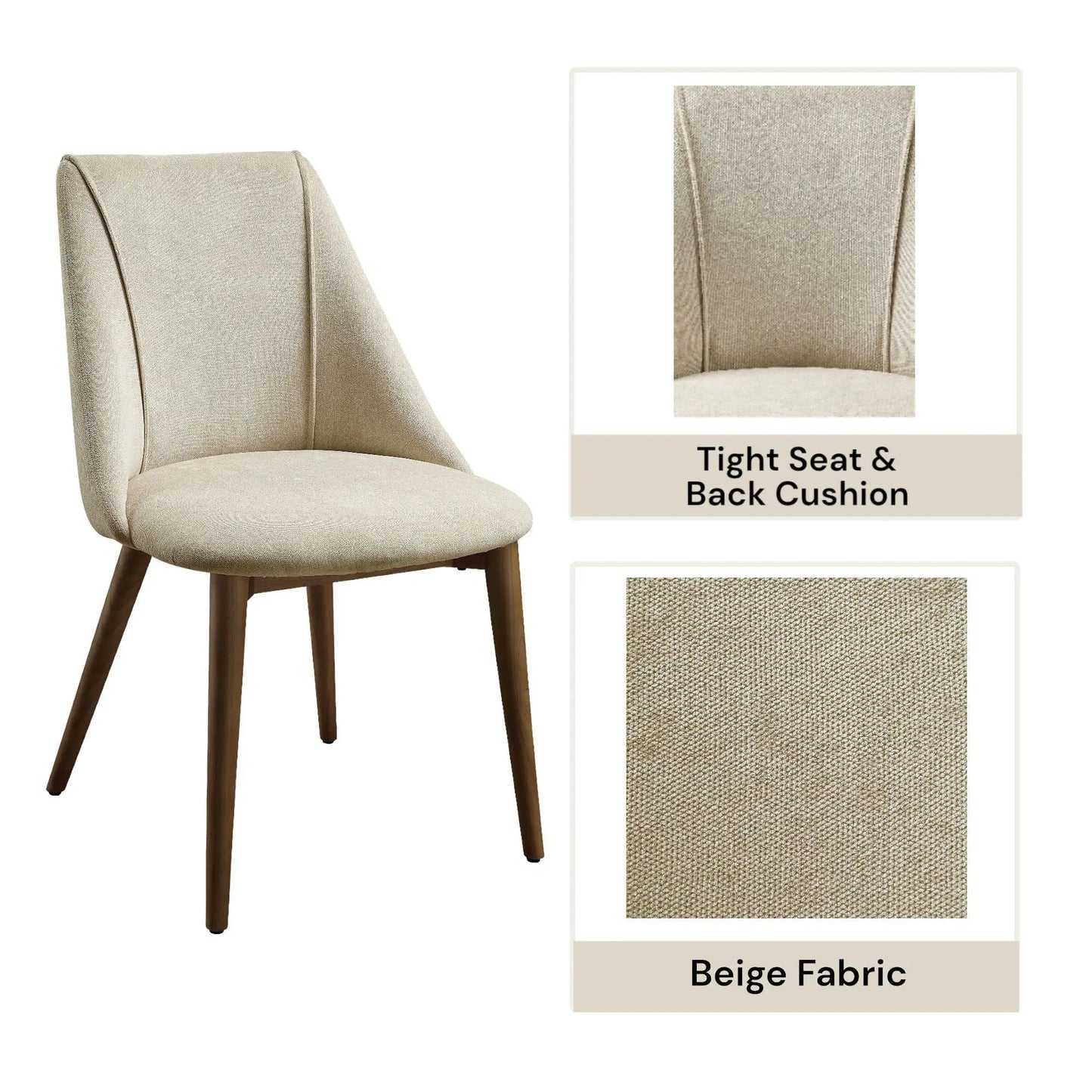 Willene Polished Microfiber Side Chair set of 2 beige fabric with wooden legs on Tampa Home & Garden Store