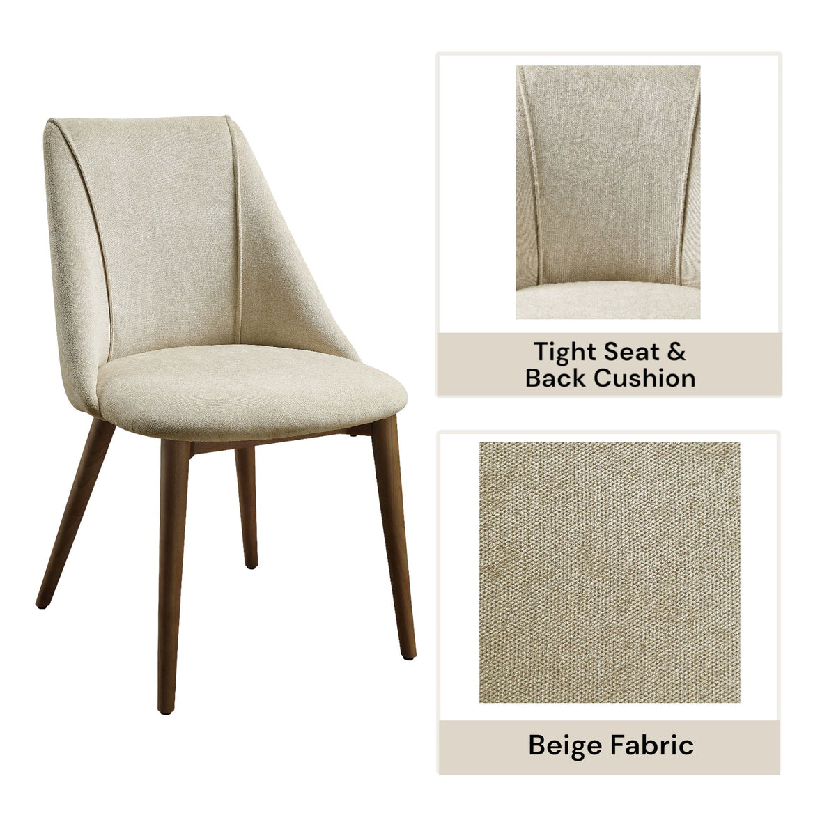 Beige microfiber side chairs set of 2, cushioned seating, walnut-finish legs HouseOfZazla on Tampa Home & Garden Store